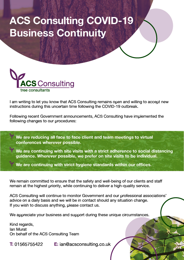 ConsultingAcs's tweet image. A message from the ACS Consulting Team in these uncertain times. #covid19 #arboriculture #treeconsulting