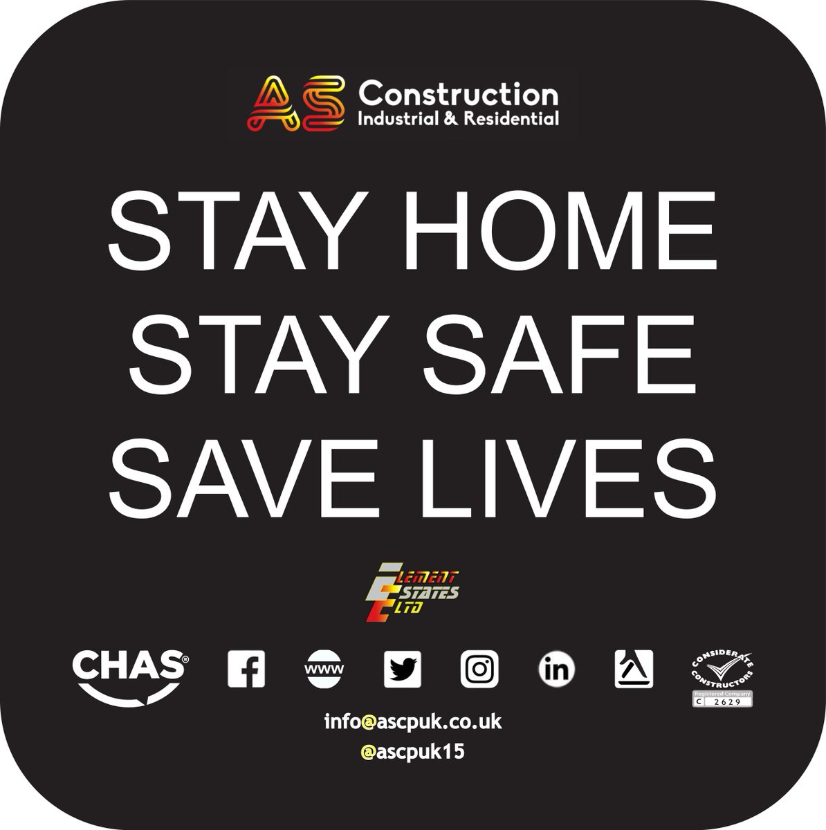 ascpuk15's tweet photo. Here at AS Construction, we have made the difficult decision to close all sites until further notice, in the interest of keeping safe - our clients, suppliers, workforce &amp; everyone else we may come into contact with.
Full statement on facebook.
#ascpuk2015 #StaySafeStayHome https://t.co/HllEuamuSC