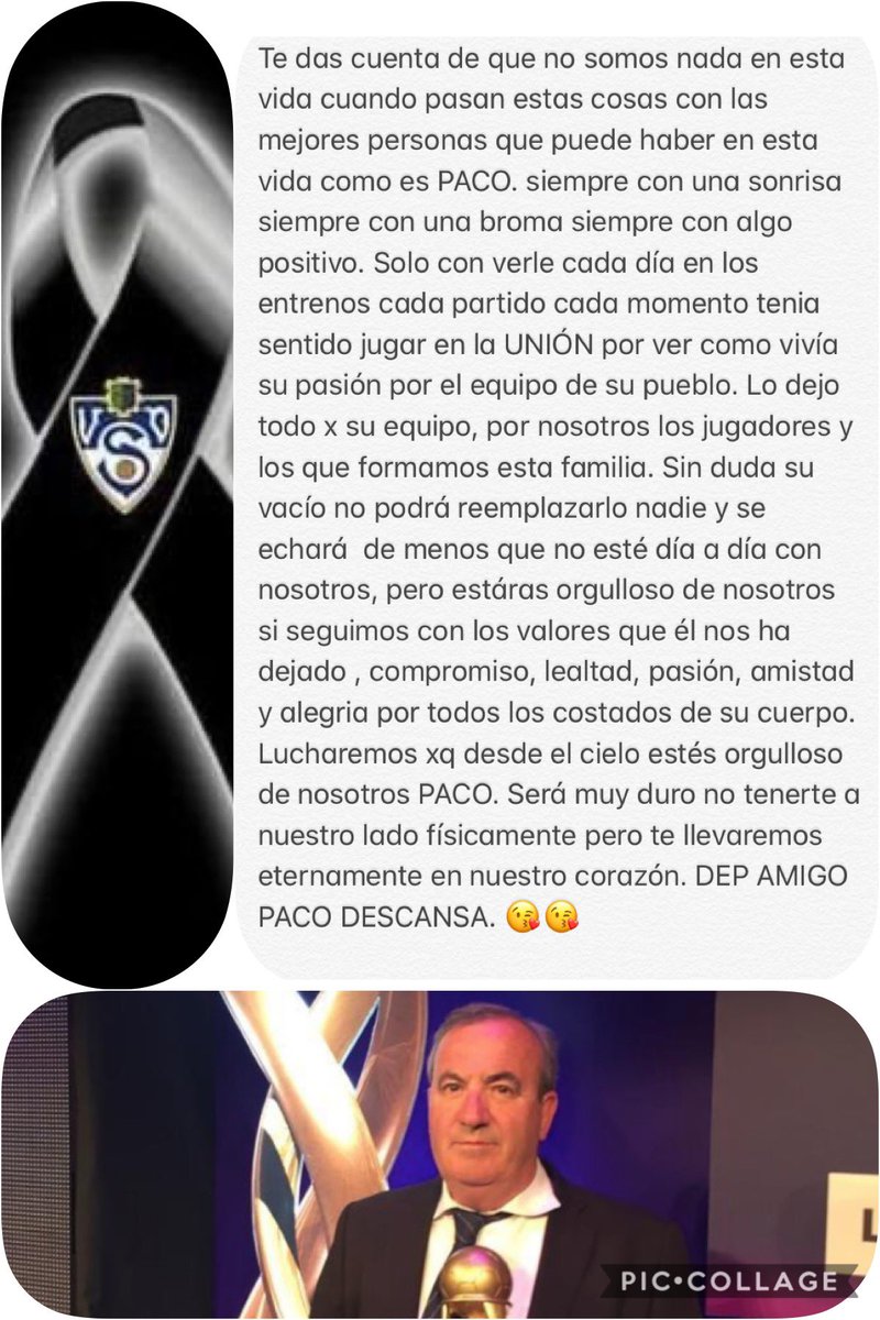 ⚫ Nuestro jugador <a href="/AntonioMegias9/">ANT⚽️NI⚽️ ME9IAS</a> quiere dedicarle unas palabras a nuestro querido Paco López. 
D.E.P.