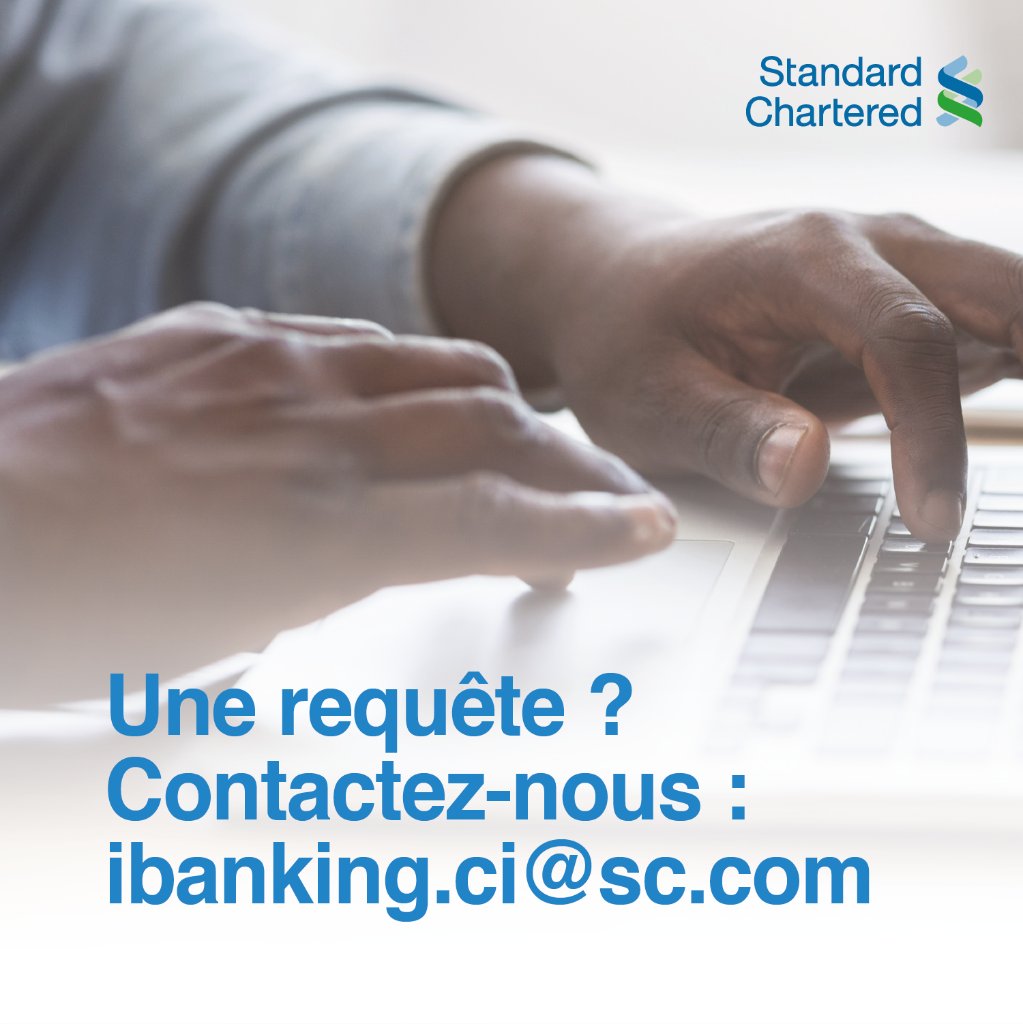 StanChartCI's tweet image. Vous avez besoin d’assistance? 
N’hésitez pas à nous contacter en priorité par email à l’adresse : ibanking.ci@sc.com 
Et au 20 30 32 81 en cas de perte/vol de carte et toute autre demande qui nécessite notre attention immédiate.