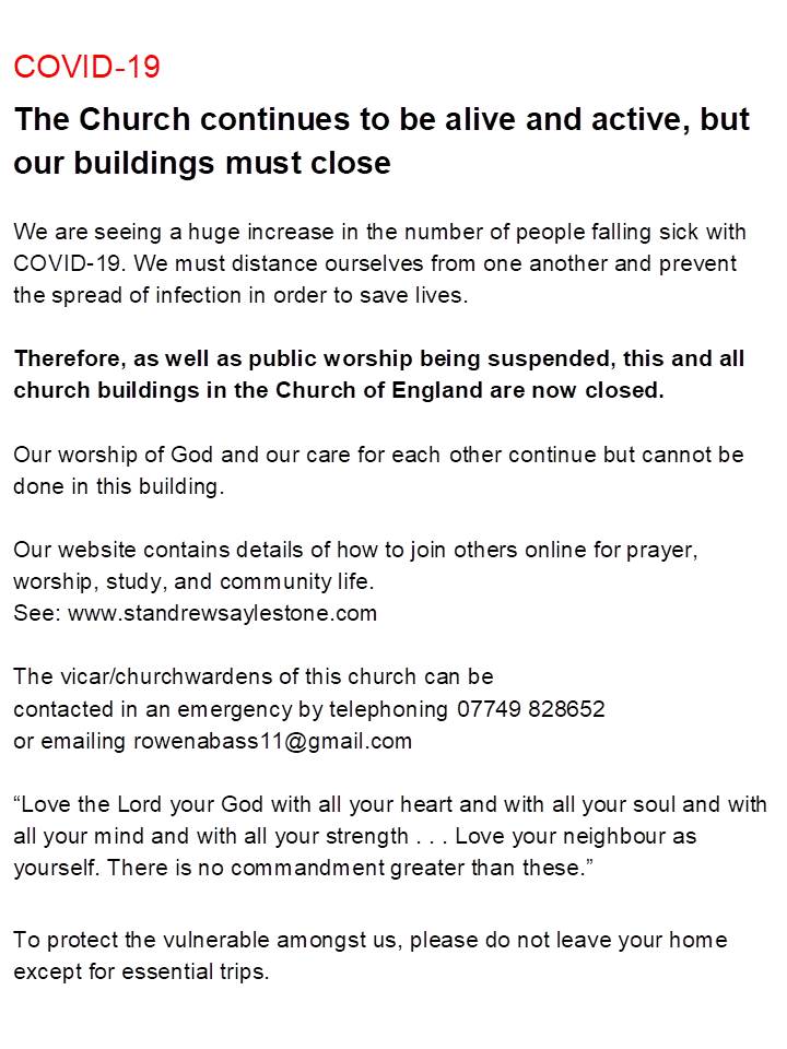 We will be updating our website with prayers. Stay safe everyone