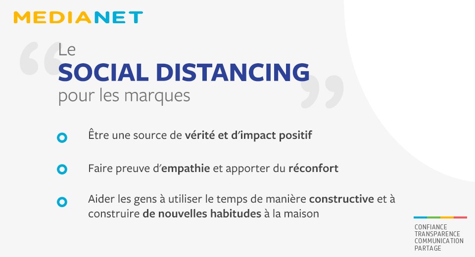 MedianetGroup's tweet photo. COVID-19 : Pour notre sécurité nous devons prendre nos distances, tandis qu’une marque doit être plus proche de sa communauté  #MEDIANET #COVID19 https://t.co/vzAQ8vpTbO