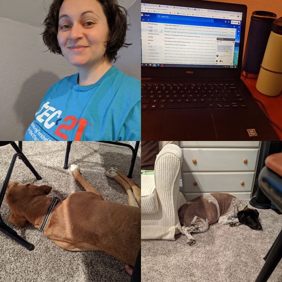 Jenna Elfe, TEC21 Educator, proudly wore her TEC21 shirt on her first day of eLearning! Many schools have completed their first week of eLearning or preparations to do so and you are in our prayers. Thank you for your dedication &amp; heart! #LutheranSchoolsThrive #TEC21lcms #LuthEd