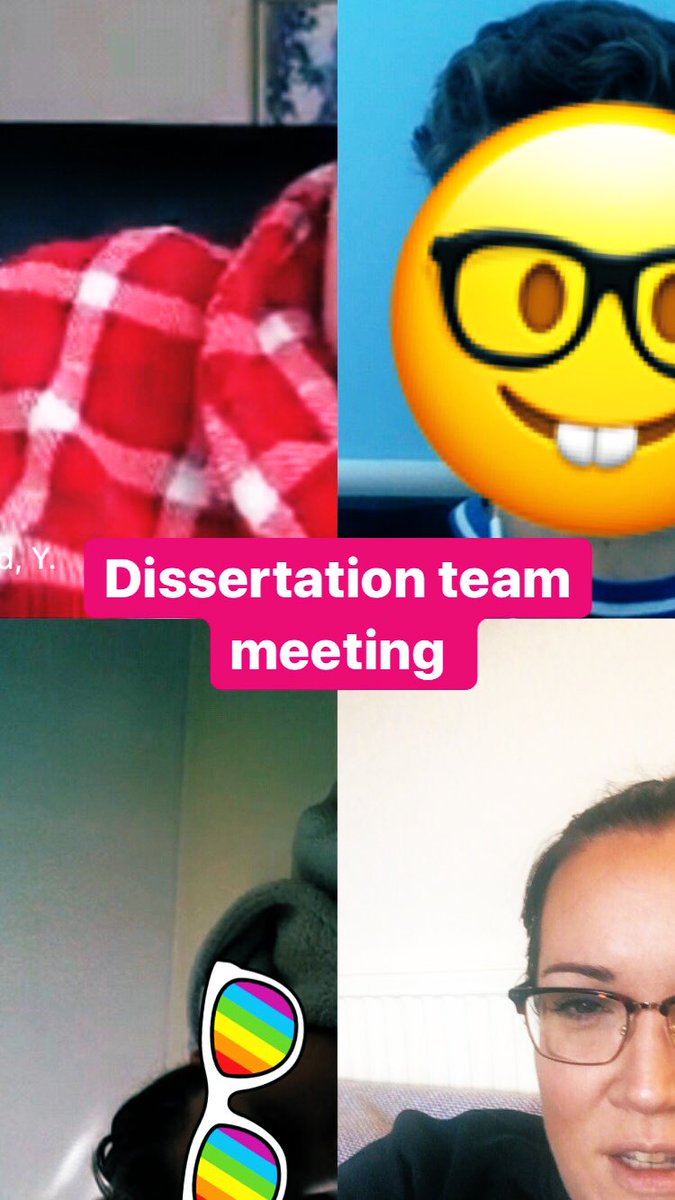 NicolaAHarding's tweet photo. Dissertation team meeting was a hit.. we are all going to watch the stranger on Netflix before next week do we can discuss 👍 #lockdownstudies #dissertation #3rdyearstudents #lecturer https://t.co/rn75jRnY4t