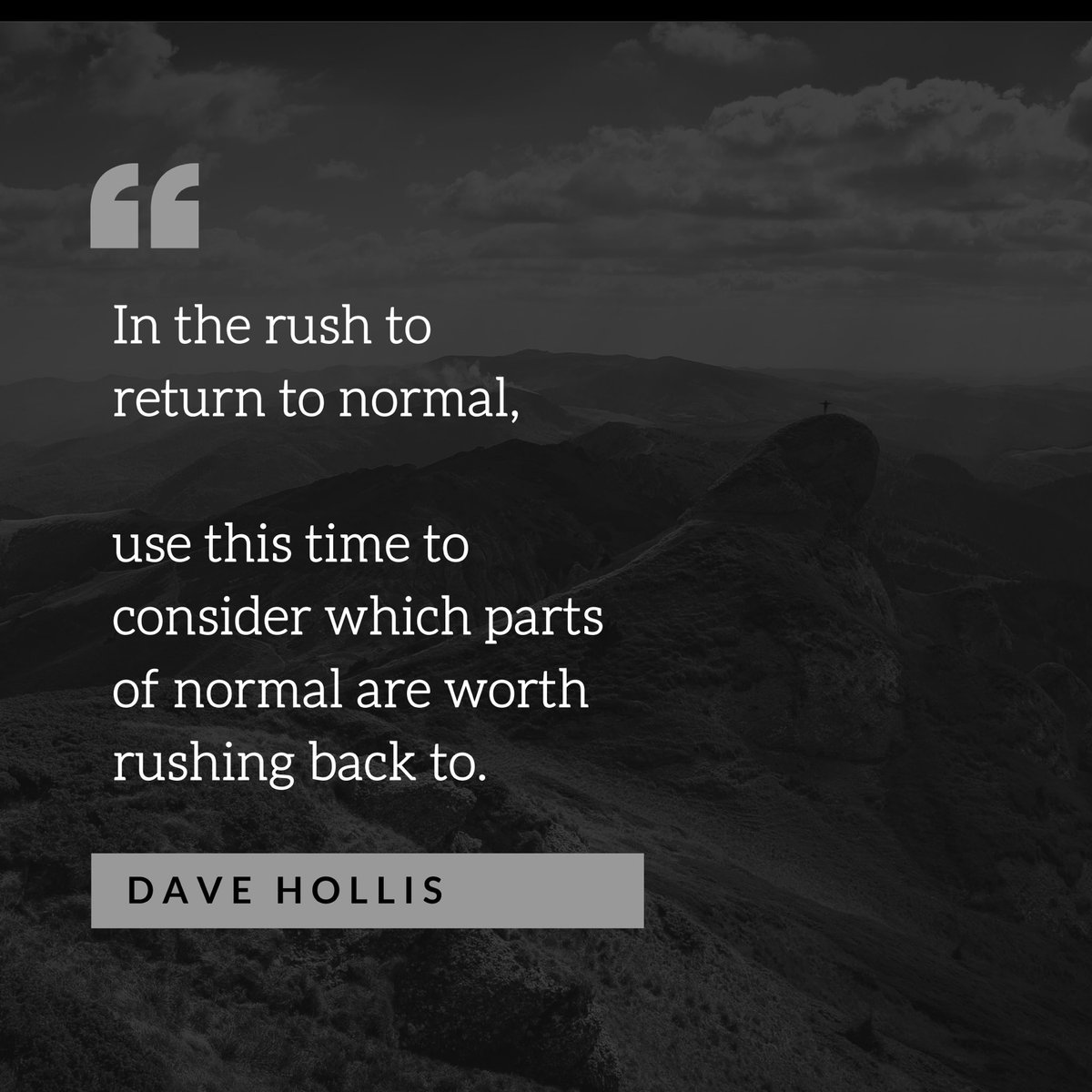 MrDaveHollis's tweet photo. The gift nobody’s asked for is sitting here for us all to open — an opportunity to do some housekeeping in where we focus, who we spend time with, what we consume, how we work, what matters and most importantly what doesn’t.

Take notes. We’re getting a lesson we cannot forget. https://t.co/2YKM5t33NT