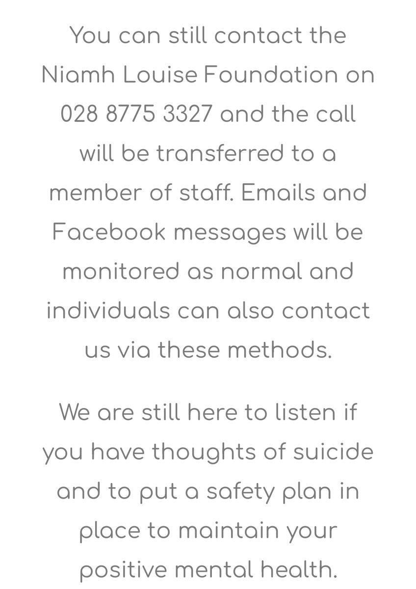 FamiliesVoicesForum (@families_voices) on Twitter photo The amazing team <a href="/NiamhLouiseFoun/">NiamhLouiseFoundation</a> keeping up the good work for families bereaved by suicide too๐. Most local services have continuing support, so contact us if you're not sure who to turn to. The amazing team <a href="/NiamhLouiseFoun/">NiamhLouiseFoundation</a> keeping up the good work for families bereaved by suicide too๐. Most local services have continuing support, so contact us if you're not sure who to turn to.
