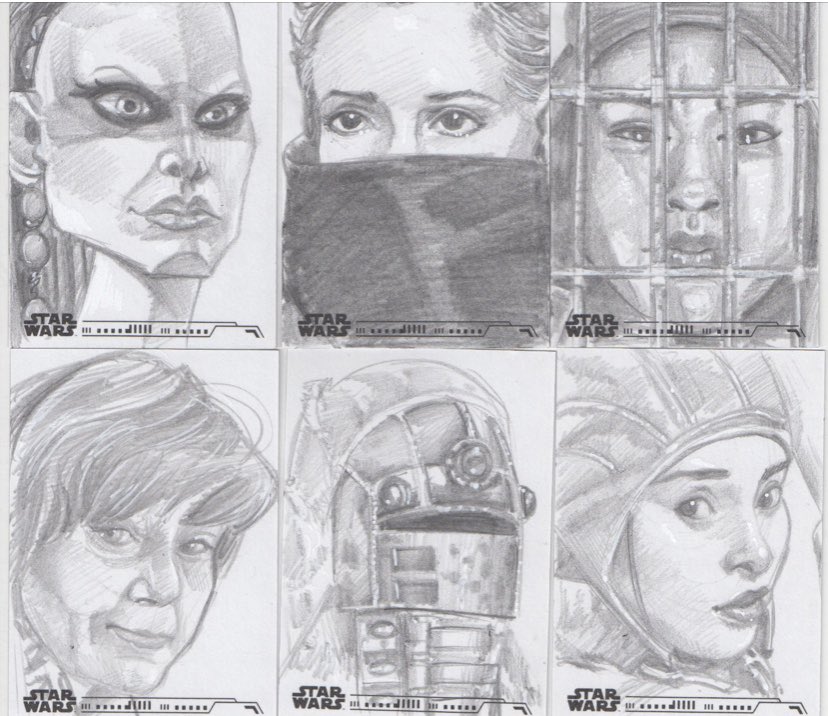A few of my Women of Star Wars cards from Lucasfilm/Topps. 
#aurrasing #leia #starwars #generalorgana #womenofstarwars #sketchcards #topps #lucasfilm