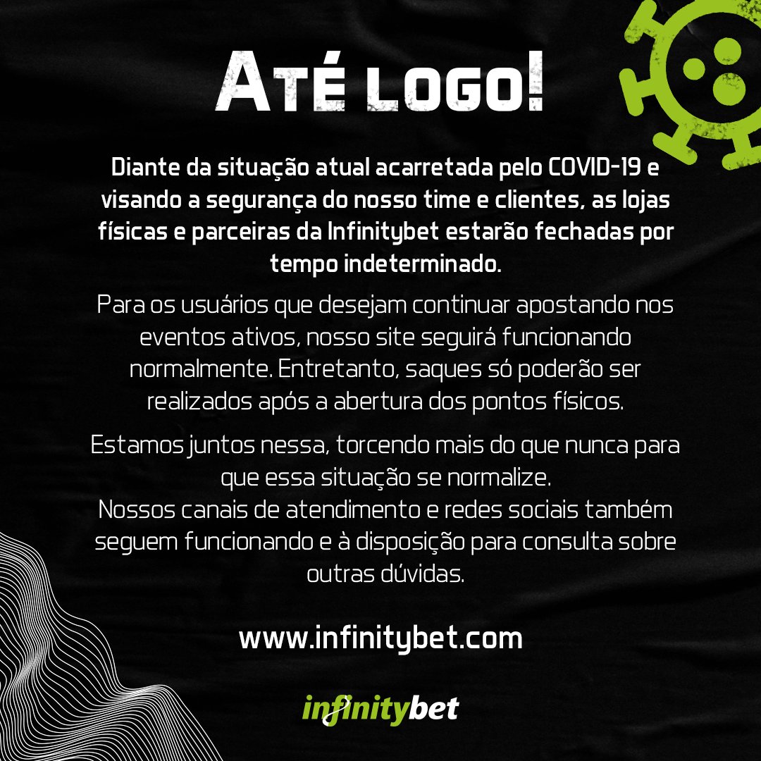 infinitybetof's tweet photo. Aviso importante sobre nossas lojas em tempos de Covid-19.

E lembre-se: fique em casa! https://t.co/MuXm63HAHj