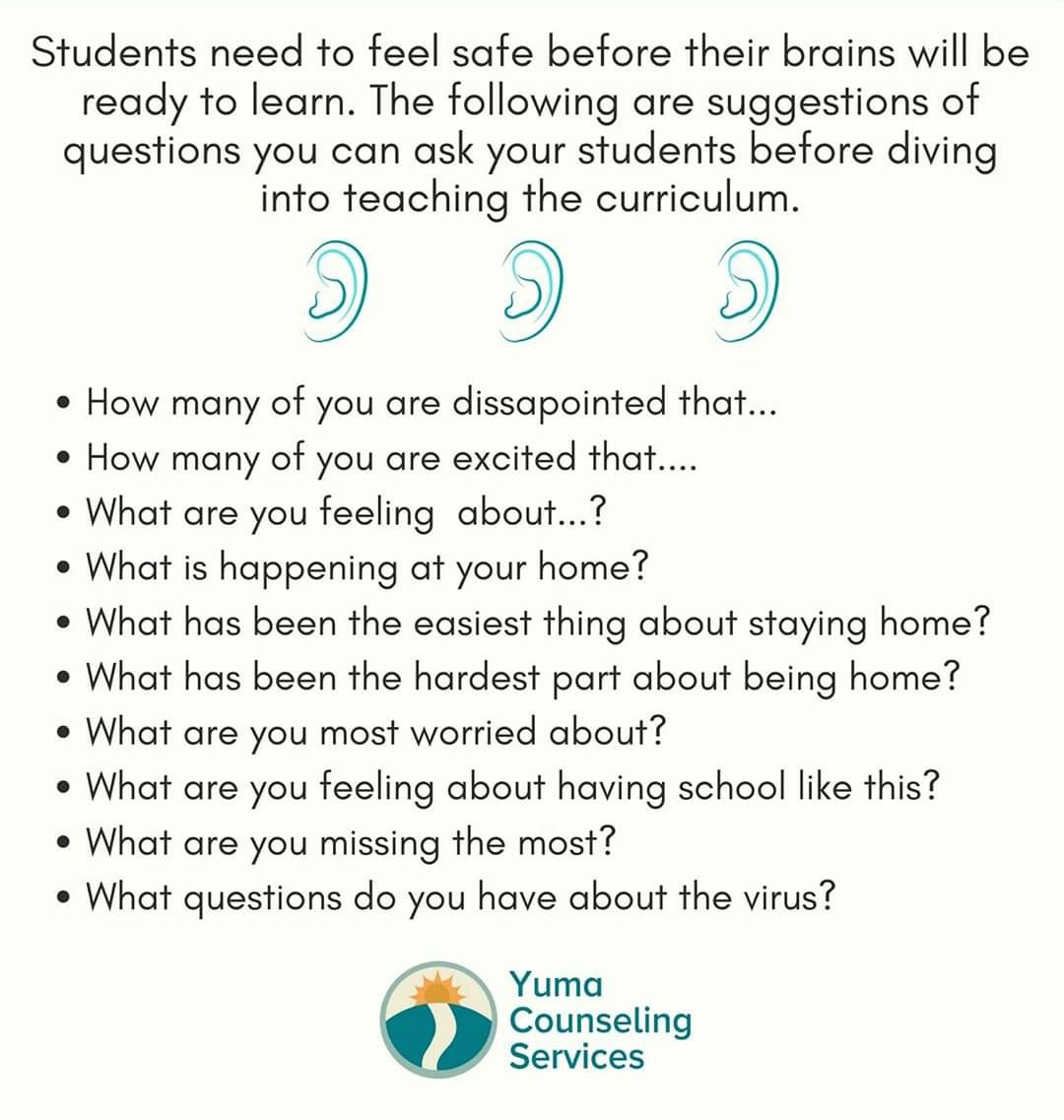HighFiveK12's tweet photo. Questions to discuss with kids about coronavirus: https://t.co/AfIaSz5Ttc