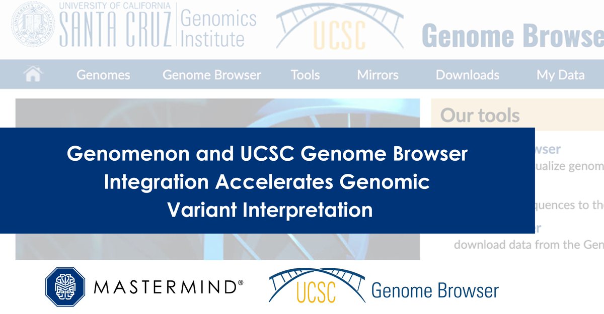 genomenon's tweet photo. #PressRelease: Genomenon and UCSC @GenomeBrowser  Integration Accelerates Genomic Variant Interpretation - 
#MastermindGSE added to data track analysis for detailed, comprehensive genetic evidence https://t.co/NVlb4LNnF6 https://t.co/Y8sgKDh0Cp