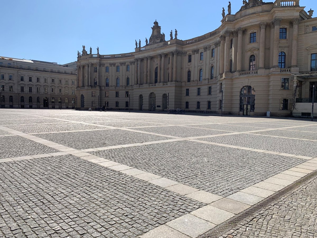 Continuing the theme -- here's Bebelplatz, population zero. Lots of reminders here -- bullet and shrapnel scars in the buildings, window into the memorial to Nazi book burnings -- that this place has been emptied for reasons even more terrifying