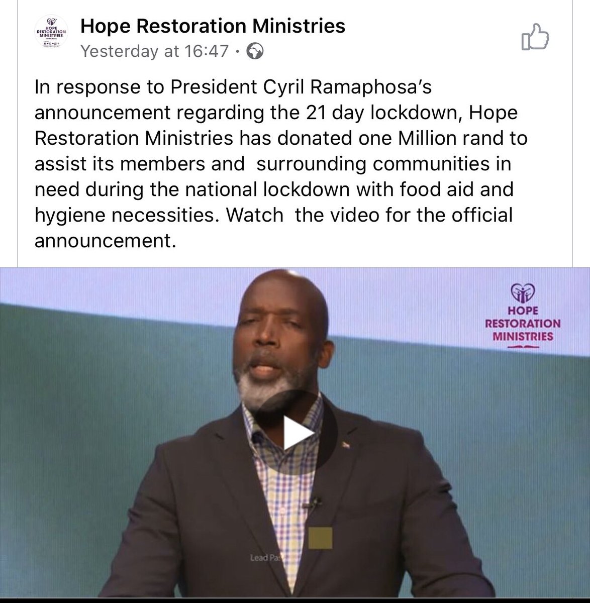 If you are a Christian please retweet. Pastor Mathebula and Hope Restoration must Trend for all the good reasons! Well done!👏👏👏👏👏 <a href="/HopeRestoration/">Hope Restoration SA</a>
