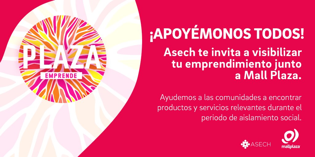 ASECH_ag's tweet photo. Junto a Mallplaza te invitamos a visibilizar tu emprendimiento 😎

Inscríbete en el formulario para ayudar las comunidades a encontrar los productos y servicios que necesiten en este momento👍
·Sólo válido para comunas donde existe Mall Plaza.

Formulario:
https://t.co/CgQpWxXedm https://t.co/x9S08QUOGf