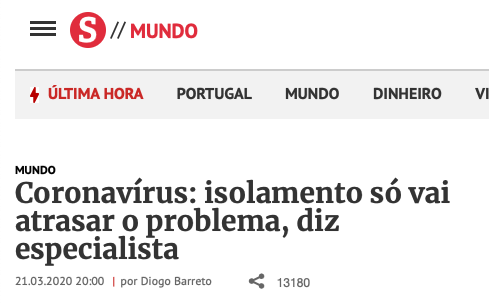 Não é verdade, nem esse é o sentido das palavras do especialista citado. O isolamento é fundamental. Fiquem em casa e previnam-se para títulos manipulados.