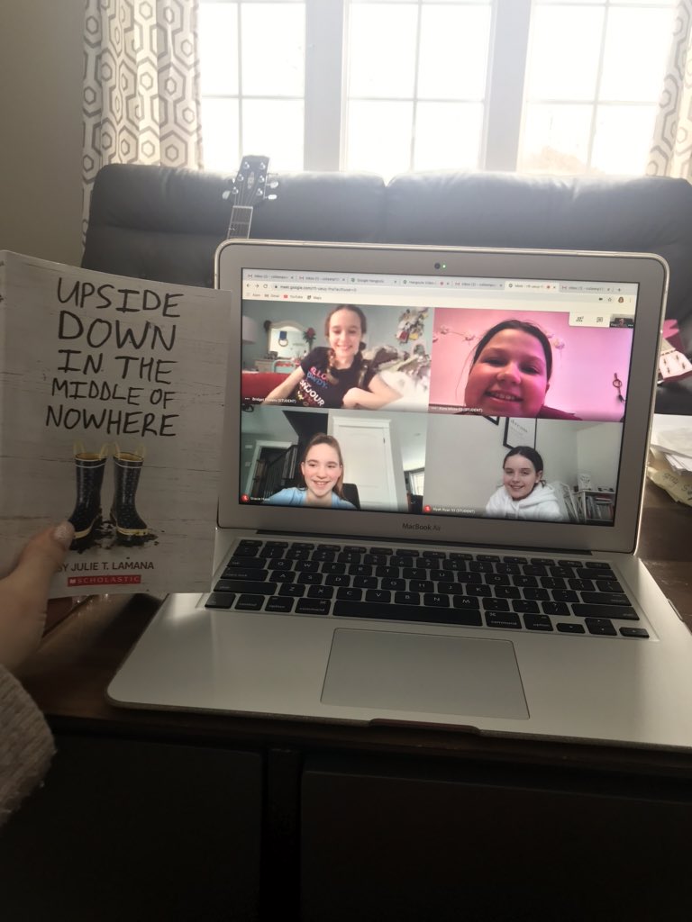 MsPowersClass's tweet photo. Loving finding creative ways to run a #book club while staying safe at home with my daughter and her friends. @NLESDCA @NLESDLit Love it #engaged #wantingtolearn #read #cuddle #@darlenetilley17 @mmemelindy https://t.co/tob91mZCon