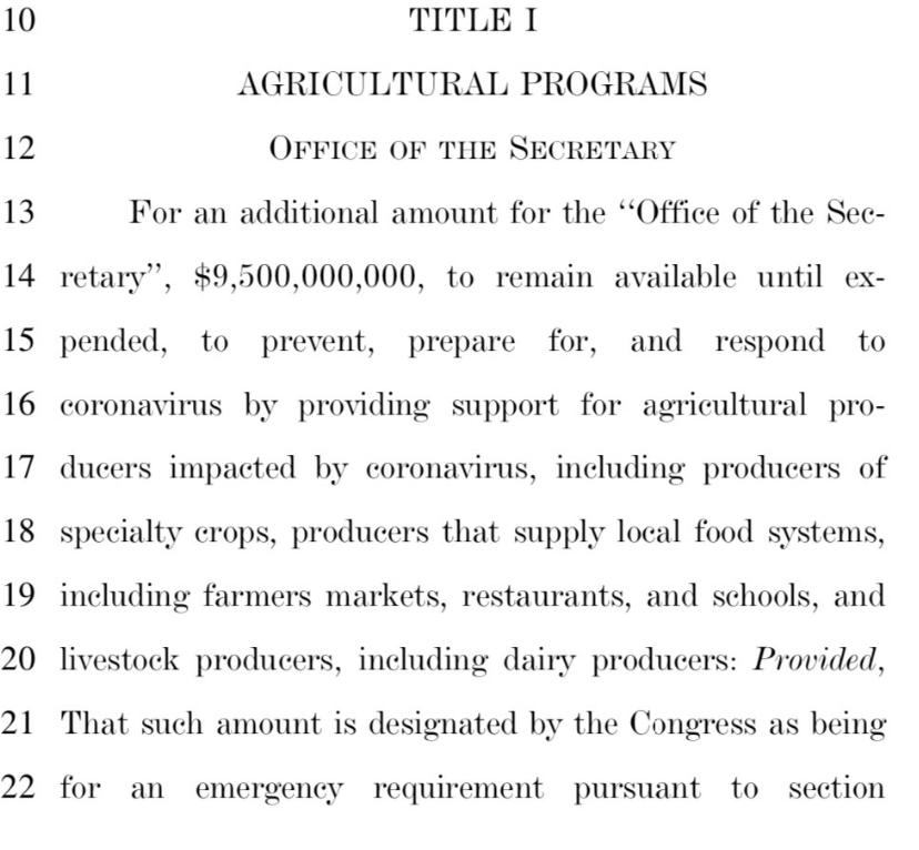 BIG NEWS: the Senate aid package includes $9.5B for ag producers, including producers who supply local food systems, including farmers’ markets, restaurants, schools! Specialty crops, livestock, dairy also eligible. #coronavirus #COVID19 Our statement: sustainableagriculture.net/blog/release-n…