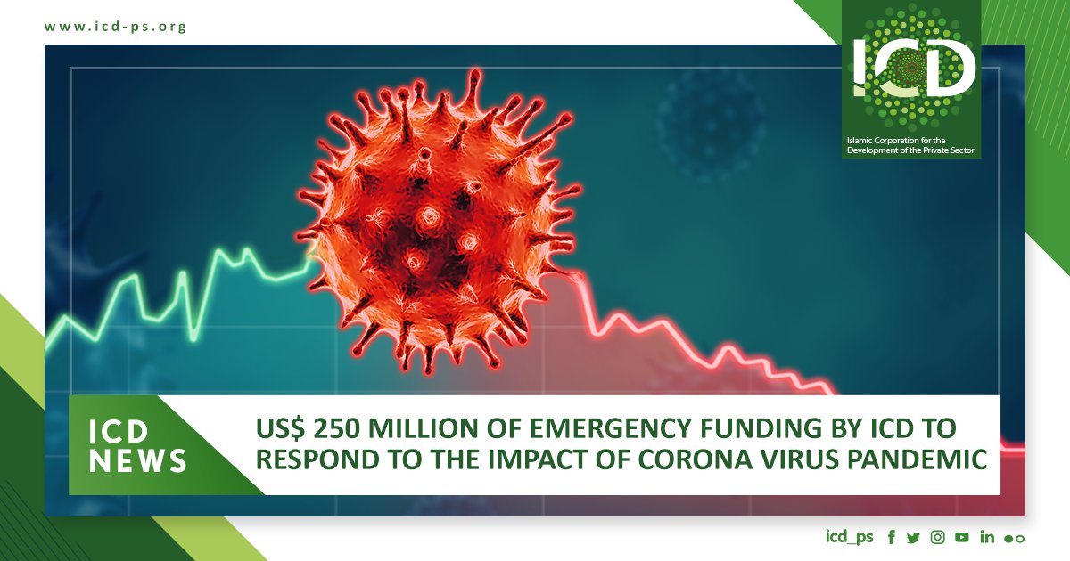 ICD_PS's tweet photo. US$ 250 MILLION OF EMERGENCY FUNDING BY ICD TO RESPOND TO THE IMPACT OF CORONA VIRUS PANDEMIC
Full Article Here:
https://t.co/j85sy4n9wU
#ICD_PS #CoronaVirus #COVID19 #COVID-19 #WHO #Pandemic #IsDB #IsDBGroup #IsDB_Group https://t.co/TweAdQP0SW