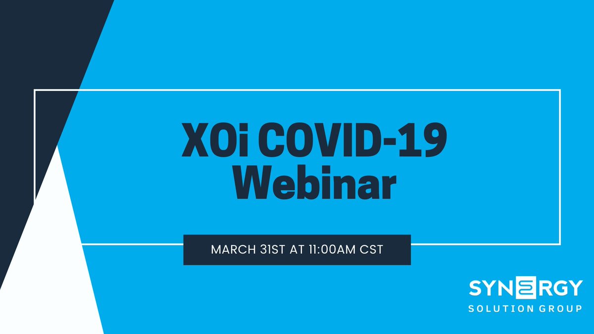 tweetsbysynergy's tweet photo. Please join us for a webinar hosted by @XOEyeTech on March 31st at 11:00am CST to discuss how their technology can help you and your team navigate this unprecedented global environment. Register now- https://t.co/JhT8MrG3bq
#TeamSynergy #NoVendorsJustPartners #SynergyWebinar https://t.co/FlzVgVxLBD
