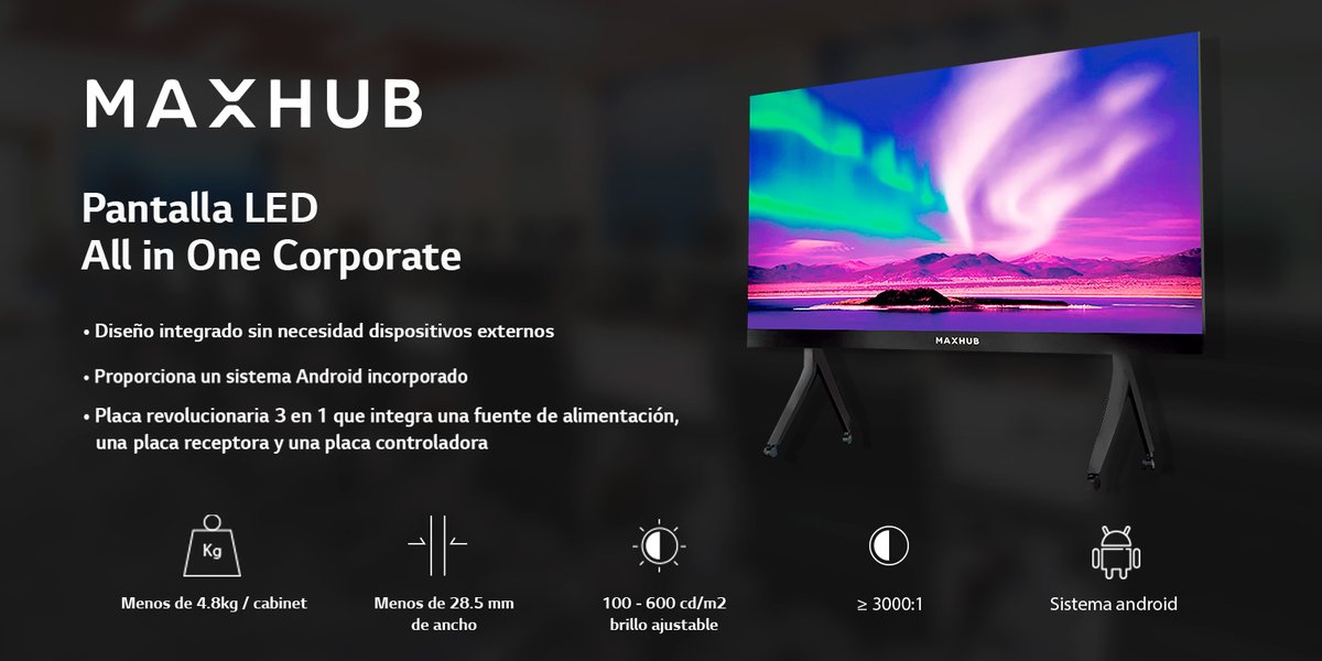 Las pantallas LED All in One MAXHUB un nuevo nivel de integración. Gracias a años de exploración tecnológica en el diseño de placas, han desarrollado una nueva placa 3 en 1 que integra una tarjeta receptora, una unidad de potencia y una placa central. #all_in_one #pantallasLED