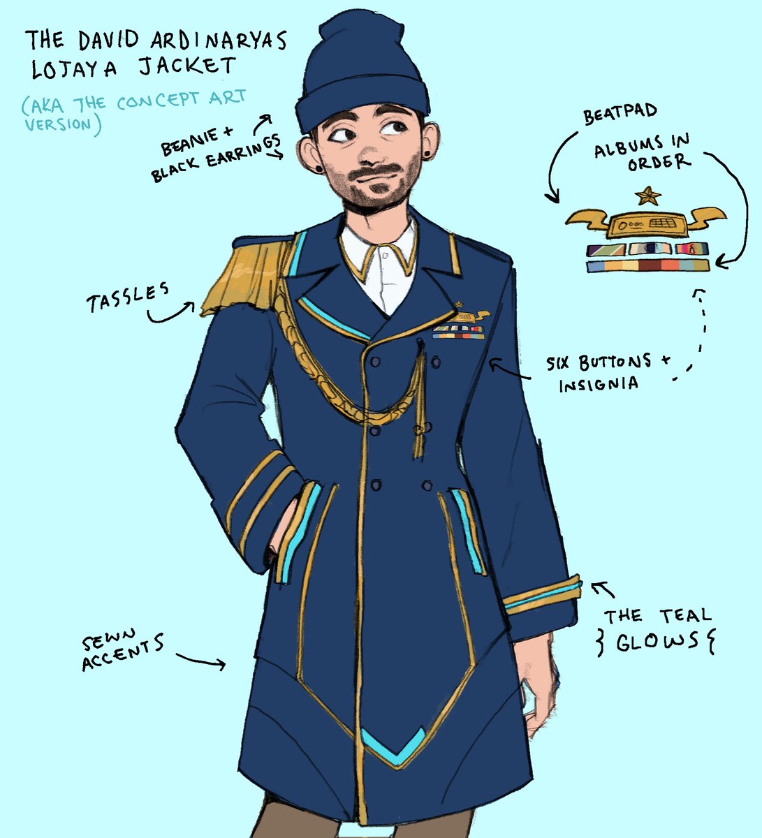 was bored so i made a little visual guide to all the different @jonbellion glory sound prep jackets!! ranging from the ones in the concept art to the real one (and the one he wore for the good things fall apart mv) ? tap to read the text ! 