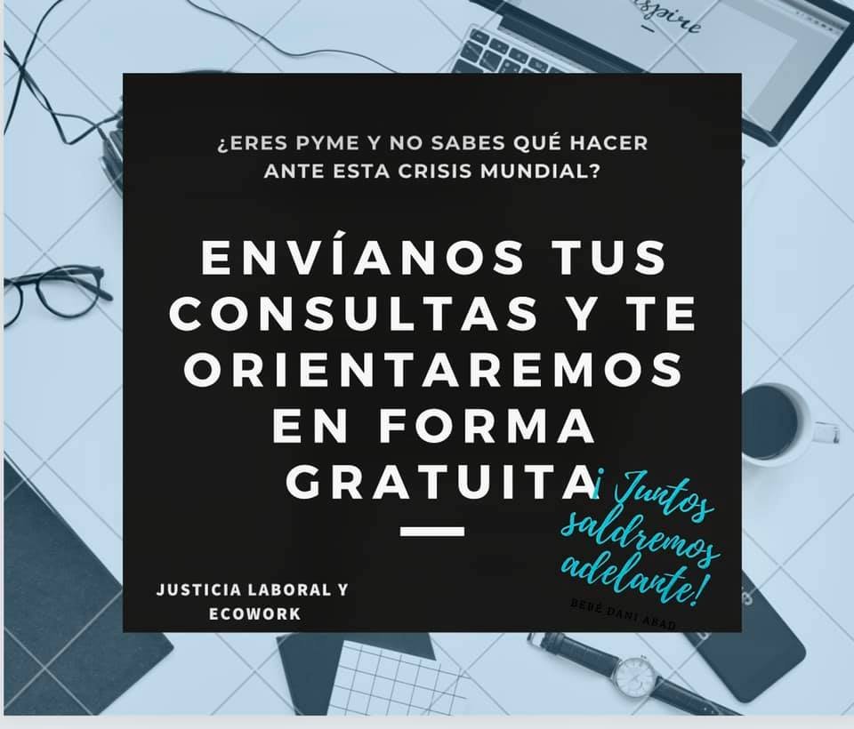justicialaboral's tweet photo. Si necesitas orientación ,trabajador o pyme, nuestro aporte hoy es responder tus dudas y consultas en forma gratuita. Entre todos saldremos de esta crisis sanitaria mundial . Escríbenos a info@justicialaboral.cl o directamente a facebook. https://t.co/Th82wRrGAh https://t.co/kAojTgPjwb