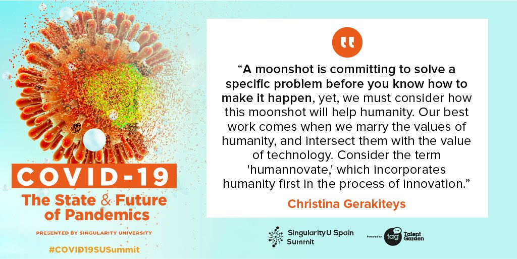 SingularityU Spain Summit (@singularityuesp) on Twitter photo ¿Qué es un moonshot? Es comprometerse a resolver un problema específico antes de saber cómo se puede resolver. Tenemos que pensar en Humannovate, donde al centro de la innovación ponemos la humanidad. Christina Gerakiteys @ #CODIV19SUSummit <a href="/singularityu/">Singularity</a> ¿Qué es un moonshot? Es comprometerse a resolver un problema específico antes de saber cómo se puede resolver. Tenemos que pensar en Humannovate, donde al centro de la innovación ponemos la humanidad. Christina Gerakiteys @ #CODIV19SUSummit <a href="/singularityu/">Singularity</a>