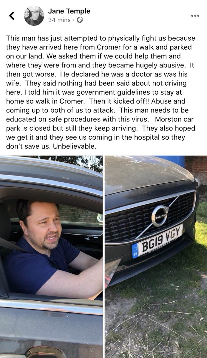 TempleSealTrips's tweet photo. What is wrong with people. @TeamQEH please see post. They stated they work at Kings Lynn hospital. https://t.co/d7unDaGk2O