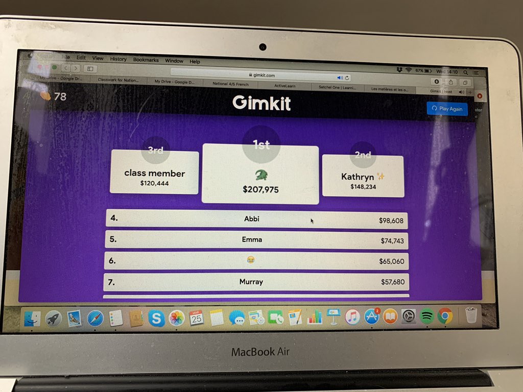 mrskustra's tweet image. Well done to the 30 S1s who joined our Gimkit on school subjects in French! 🇫🇷 Still active learning from home 👏🏻🤓 #RISE #elcdistancelearning #gimkit