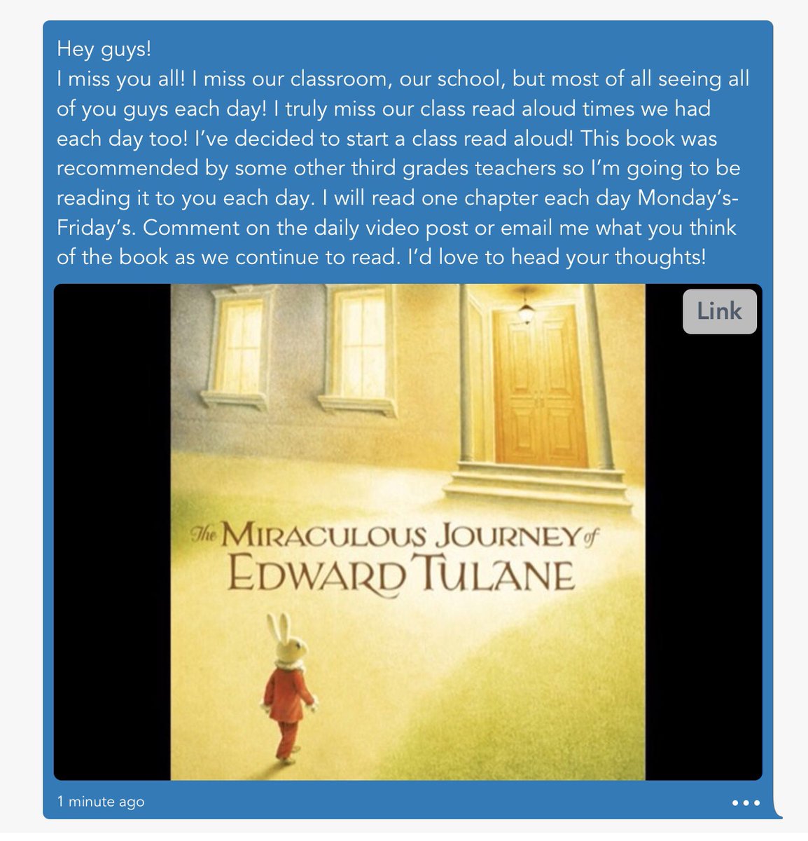 EzellLayne's tweet photo. I’m so excited to start a daily book club read aloud with my kiddos! Shoutout to 
@mcgahan3rd @MrsSkeltonPVES
 Mrs. Plowden, and Mrs. Henderson for the book recommendation! Library is a related arts too! ☺️💕 #ilovethearts #pvespride #pvesspiritweek https://t.co/bTCuMiRIc9