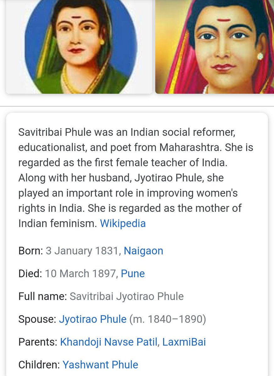 DAY 1Going to start celebrating this  #Navratri2020 by admiring 9 Devis who inspires me everyday. During the third pandemic of the bubonic plague, Savitribai carried a patient on her back to the hospital. In the process, she caught the plague and died.she was just 66.