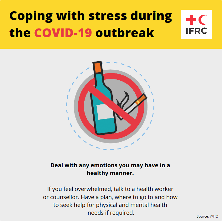 ICRC's tweet photo. It's normal to feel sad, stressed, confused, scared or angry during a crisis.

Talking to people you trust can help. 

Stay updated with information on #coronavirus from @WHO and @IFRC.

What are you doing to take care of your mental health? #covid19 https://t.co/EYDYDp2Etl