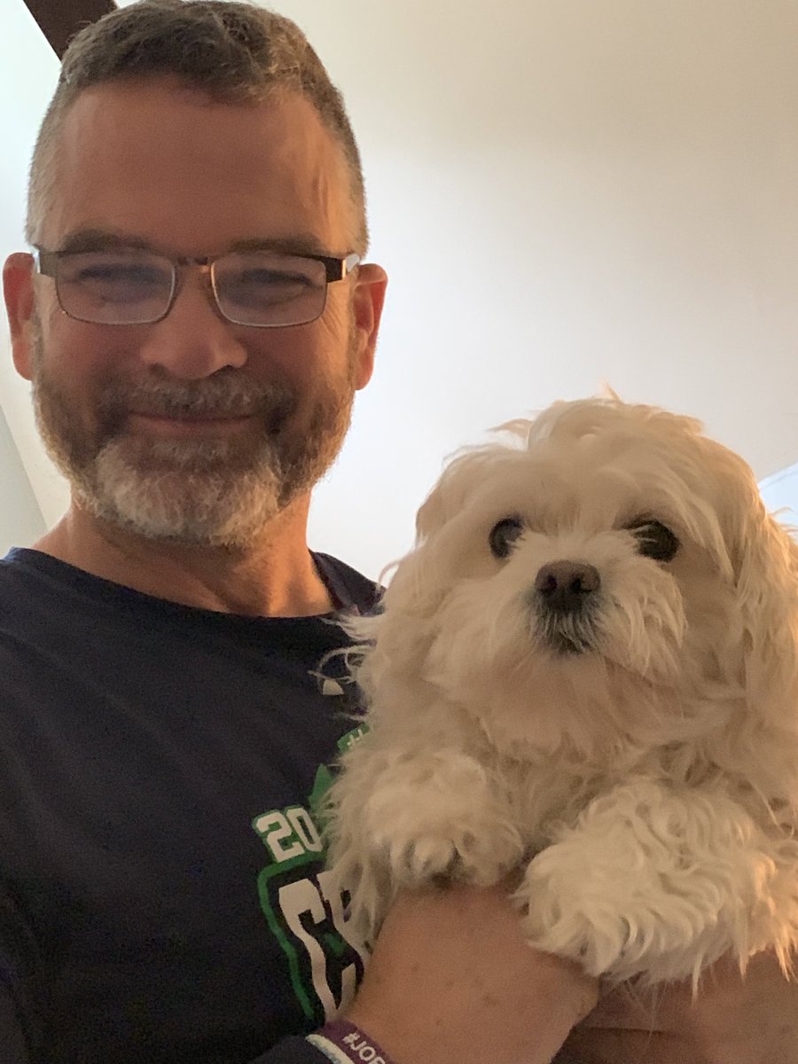 HoyaCounselors's tweet photo. This is Rocky! &amp; Coach Williamson wants y’all to know he is rock solid. #hoyasbringyourpettoclass 
Coach Williamson misses seeing kids in the classroom &amp; on the athletic fields practicing to be their best. He’s staying busy by working out with with his daughter! @CoachNWiliamson https://t.co/wrDIu1UTxB