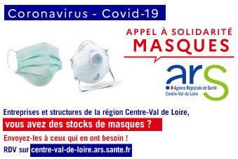 ARS_CVDL's tweet photo. #Coronavirus #COVID19 
📢Appel aux dons de masques
Entreprises et structures de la @RCValdeLoire
, vous avez des stocks de masques ? 
Envoyez-les à ceux qui en ont besoin ! Merci pour eux.
▶️Plus d'infos : https://t.co/6yjXsvH6Am https://t.co/j3K2uGQ3GE
