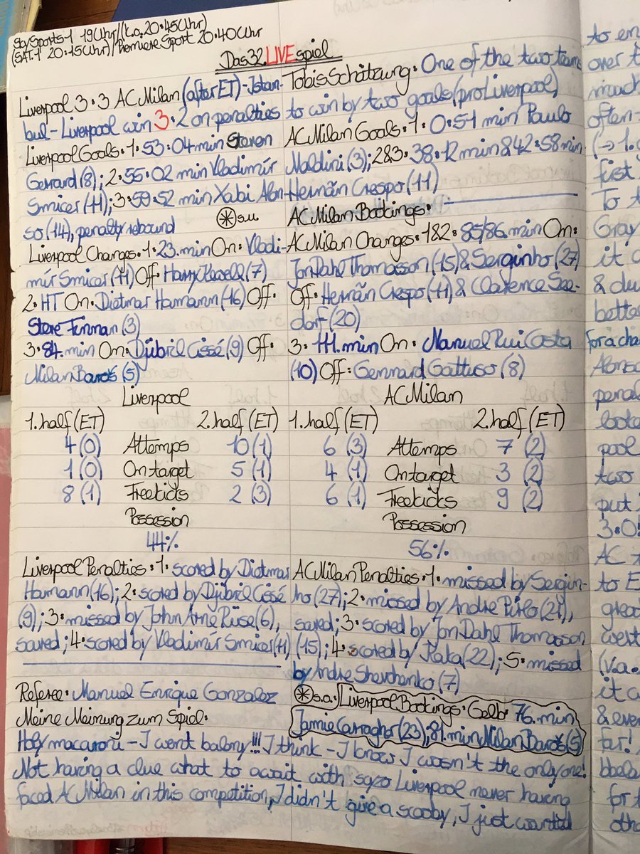 Whilst I’m at it, here are some trips down my memory lane, see pics: the 2001 UEFA Cup (as it was know as back then) glory & THAT unforgettable night in Istanbul, 25th May 2005, THE comeback win & European trophy number 5. (I wrote in Deunglisch = mix of Deutsch & English)*