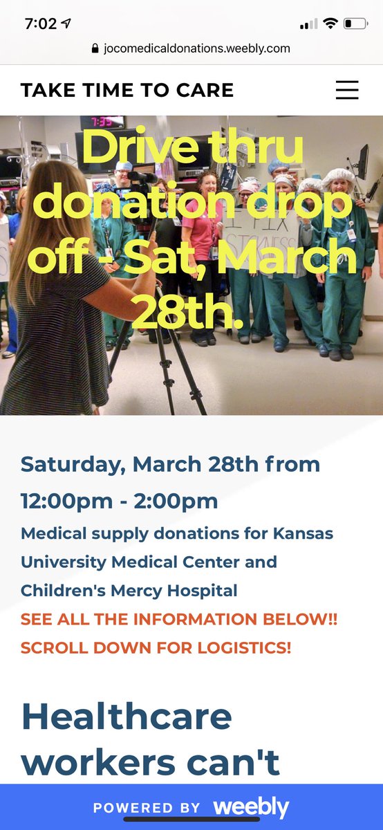 Please CARE for those that care for us. Medical supply donation drive on Saturday, March 28th. Supplies are critical. <a href="/bvschools/">Blue Valley Schools</a> jocomedicaldonations.weebly.com