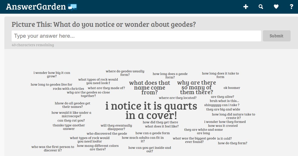 fepacommish's tweet photo. In this week's #ScholasticNews #HyperDoc @wildcatscv used #answergarden to generate questions and comments about #geodes. #distancelearning
Always grateful to @lhighfill for introducing me to #HyperDocs. Get your copy of the #HyperDocHandbook today!
https://t.co/DLAk8azpTs https://t.co/jHLTZYxVi7
