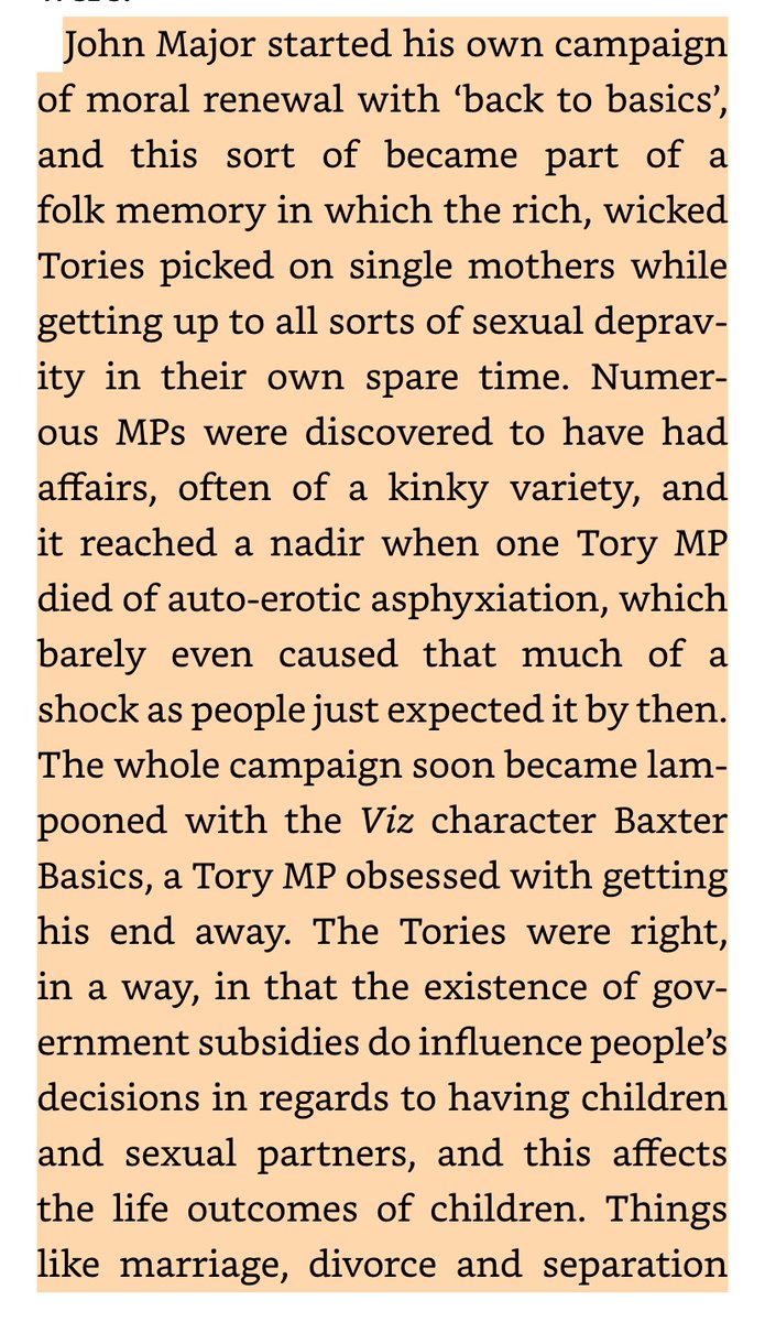 Ch6. Ed returns to a more memoir-ish style as he discusses his father’s reactionary idiosyncrasies whilst weaving in reflections upon, amongst other things, the Daily Mail, Thatcherism and, finally, John Major’s ‘back to basics’ campaign.