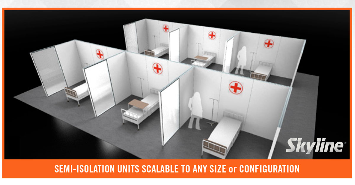 Get in contact with us today about Skyline's SkyRise® system: bit.ly/2xoeJPP

Skyline’s unique SkyRise® is a perfect solution for large isolation rooms, fully walled-off units, or safe patient check-ins. It has a quick &amp; easy assembly, and can be reconfigured as needed!