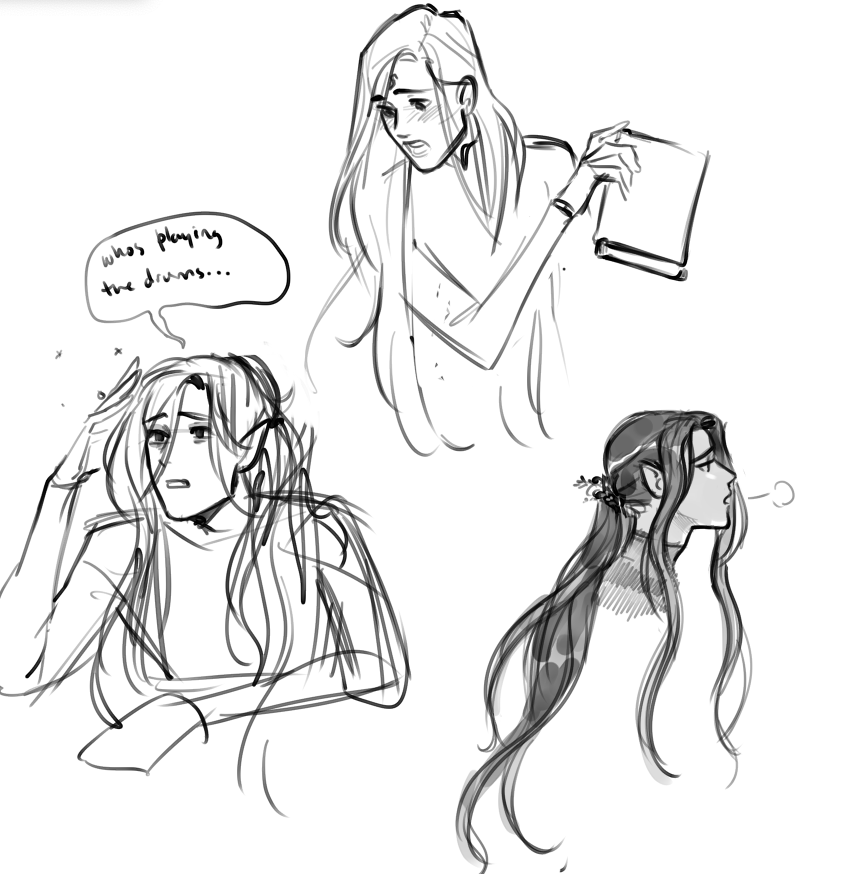 warm up doodles from yesterday! long hair gideon uwuwu 