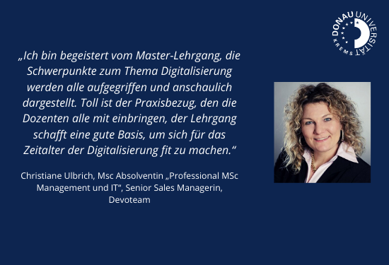 eGovKrems's tweet photo. Wir vom Department für E-Governance in Wirtschaft und Verwaltung - ein #Statement von Christiane Ulbrich, MSc #Absolventin des „Professional MSc Management und IT“ https://t.co/OthGbDW05l