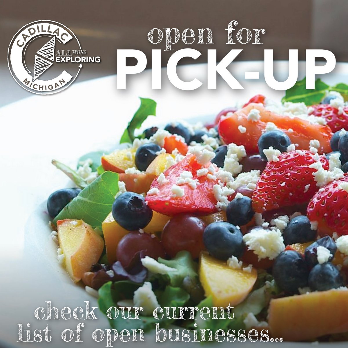 Lots of updates to our community resources page, including restaurants that are still serving to go meals: 
cadillacmichigan.com/covidupdates/
Please do what you can, when you can, to shop small and support local! #CarryOutCadillac