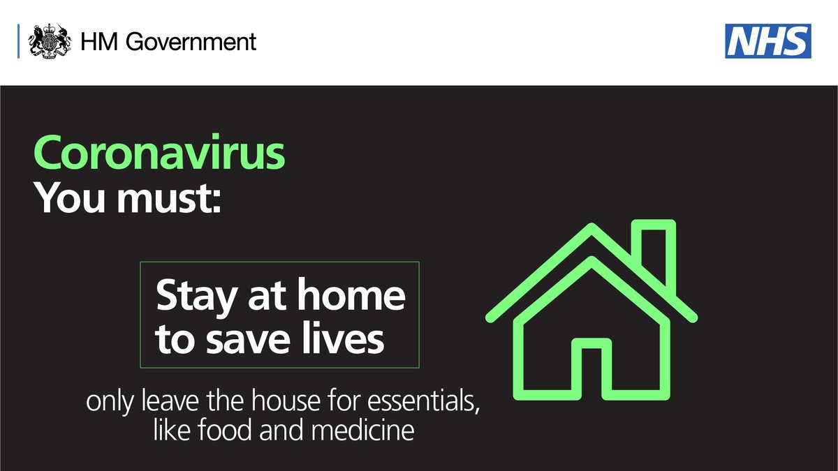 YOU can help save lives.

Stay at home and only leave the house for essentials like food and medicine, for work, or to exercise.

#StayHomeSaveLives