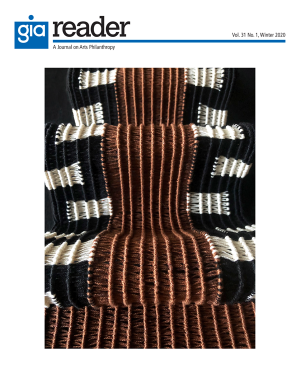 GIArts's tweet photo. The latest issue of the GIA Reader is available online! You'll find articles discussing how funders consider, utilize, and reflect upon data and research to inform their practices while striving to be inclusive, equitable, and just. Cover art @LlucyLlong. https://t.co/XIGjAfxOGg https://t.co/7wIMfnoYmX