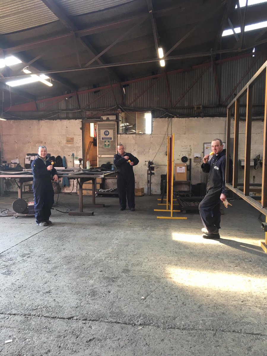 CDSmetalwork's tweet photo. This physical distancing is hot work today in Ballyfoyle so our Guys are having a #HBicecream break. #COVID2019 #CovidCrisis #makingmetalworklessordinary https://t.co/DkPgadTzRt