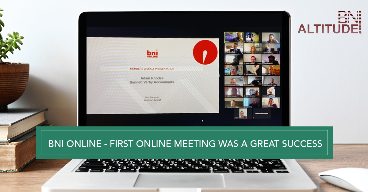 BNI_Altitude's tweet photo. First #BNI online meeting was a great success; we welcomed 2 visitors and received some fantastic feedback, thanks to everyone for embracing the change. We will continue to deliver our weekly meetings online until further notice, fancy joining us? DM us for more details https://t.co/RYbw7IX0TX