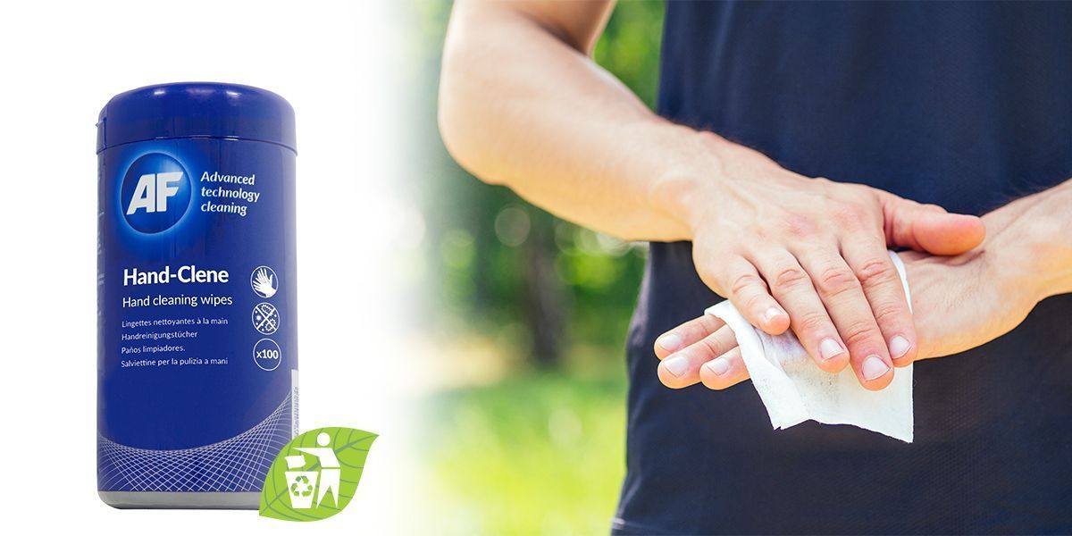 AFInternational's tweet photo. Keep your hands clean on the move, in the office or at home with the AF Hand Clene fully recyclable paper wipes ♻️
https://t.co/weWFgeLjie
#recycle #paperwipes #cleaning #AdvancedTechCleaning #eco #cleaningwipes #cleaninghands #WednesdayMotivation #Cleaningtip #cleaning https://t.co/yNAeoSWrUI