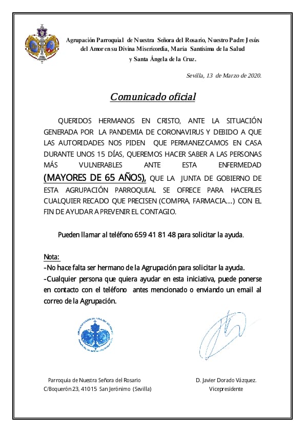 APRosarioSJ's tweet photo. COMUNICADO PARA TODO VECINO MAYOR DE 65 AÑOS DEL BARRIO.

Rogamos difusión, gracias. https://t.co/ZgxWNTKlJp