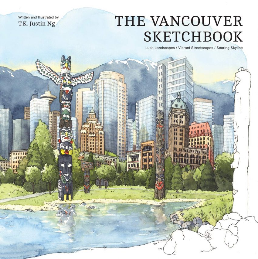 booksinbc's tweet photo. Justin Ng’s The Vancouver Sketchbook offers "beautifully illustrated sketches and watercolours and ... [a] personal journey through the city via his ... artwork." Full review: https://t.co/s3L5CTto0i @whitecapbooks @tkjustinng #BookReview #Vancouver https://t.co/fvS8R8fx5s
