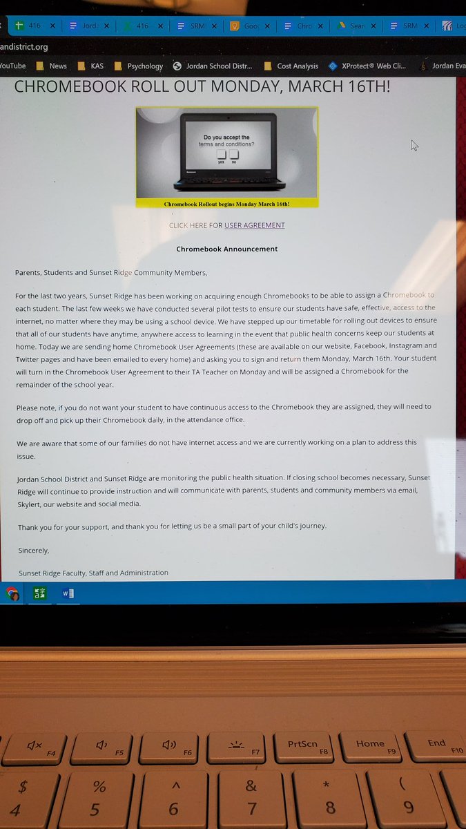FalconSRMS's tweet photo. Rolling out Chromebooks, one to one, Monday, March 16th!  User agreements going home today - due on Monday. See our website to download a user agreement. Thanks! https://t.co/9rE913F42z