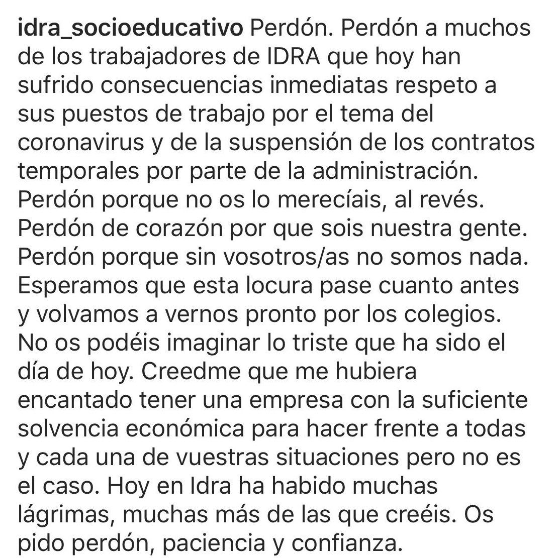 danielodiroma's tweet photo. Este es sin duda el día más duro desde que empezamos con @IDRAInfo 
Gracias por todo el apoyo al maravilloso equipo de IDRA, y a todos los monitores.
En cuanto pase esta locura volveremos a estar,como siempre nos ha gustado, haciendo de la educación algo diferente, algo mejor￼. https://t.co/is4gLPHtnn